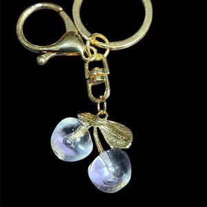 BAG CHARM KEYCHAIN WITH CLEAR BALLS AND GOLDTONE